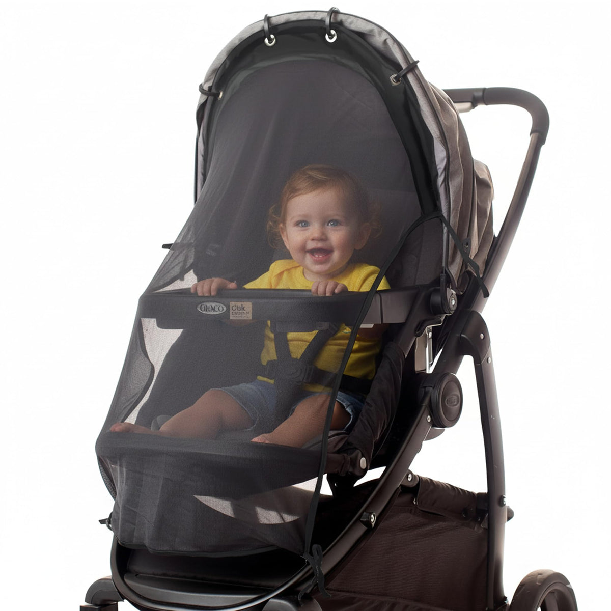 IntiMom Stroller Sun Shade full-coverage view blocks sun with airflow
