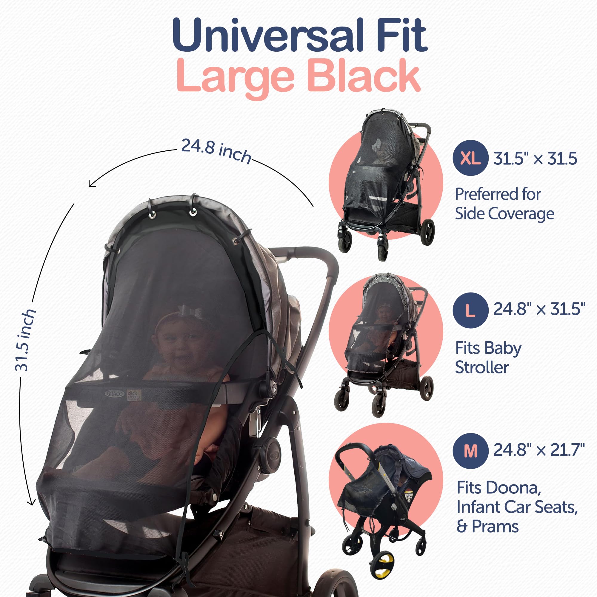 IntiMom Stroller Sun Shade universal-fit design suits most strollers