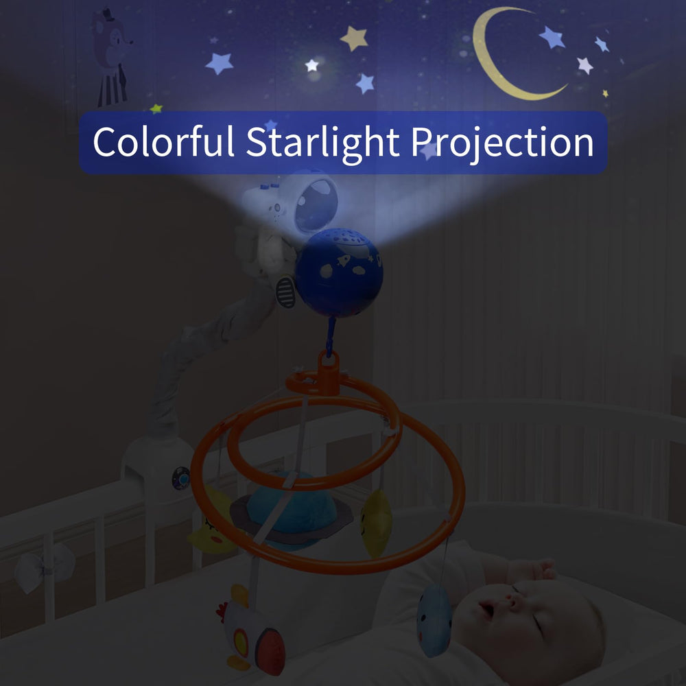 INTMEDIC baby crib mobile plush hanging toys with rockets and moons spark curiosity.