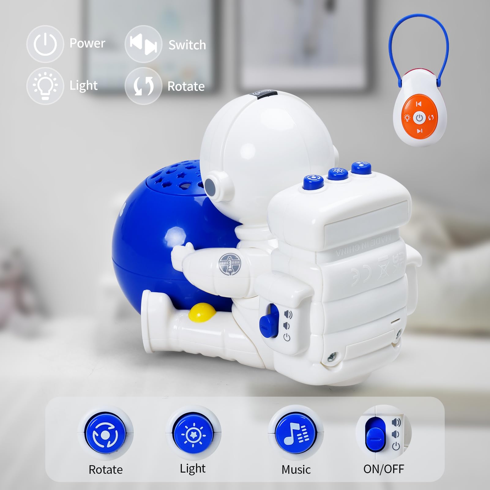 INTMEDIC baby crib mobile spaceman music box plays soothing lullabies at bedtime.