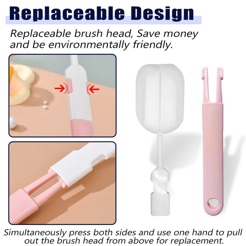 INVODA baby bottle brush long handle—eases cleaning tall bottles and cups.