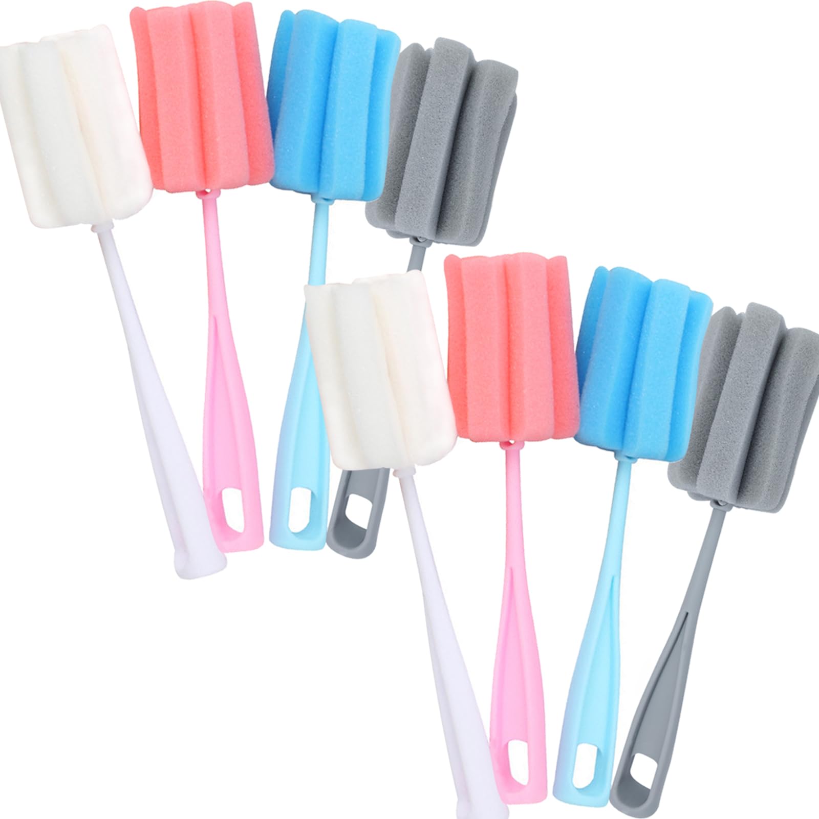 INVODA bottle brush 8pcs pack for versatile bottle and cup cleaning.