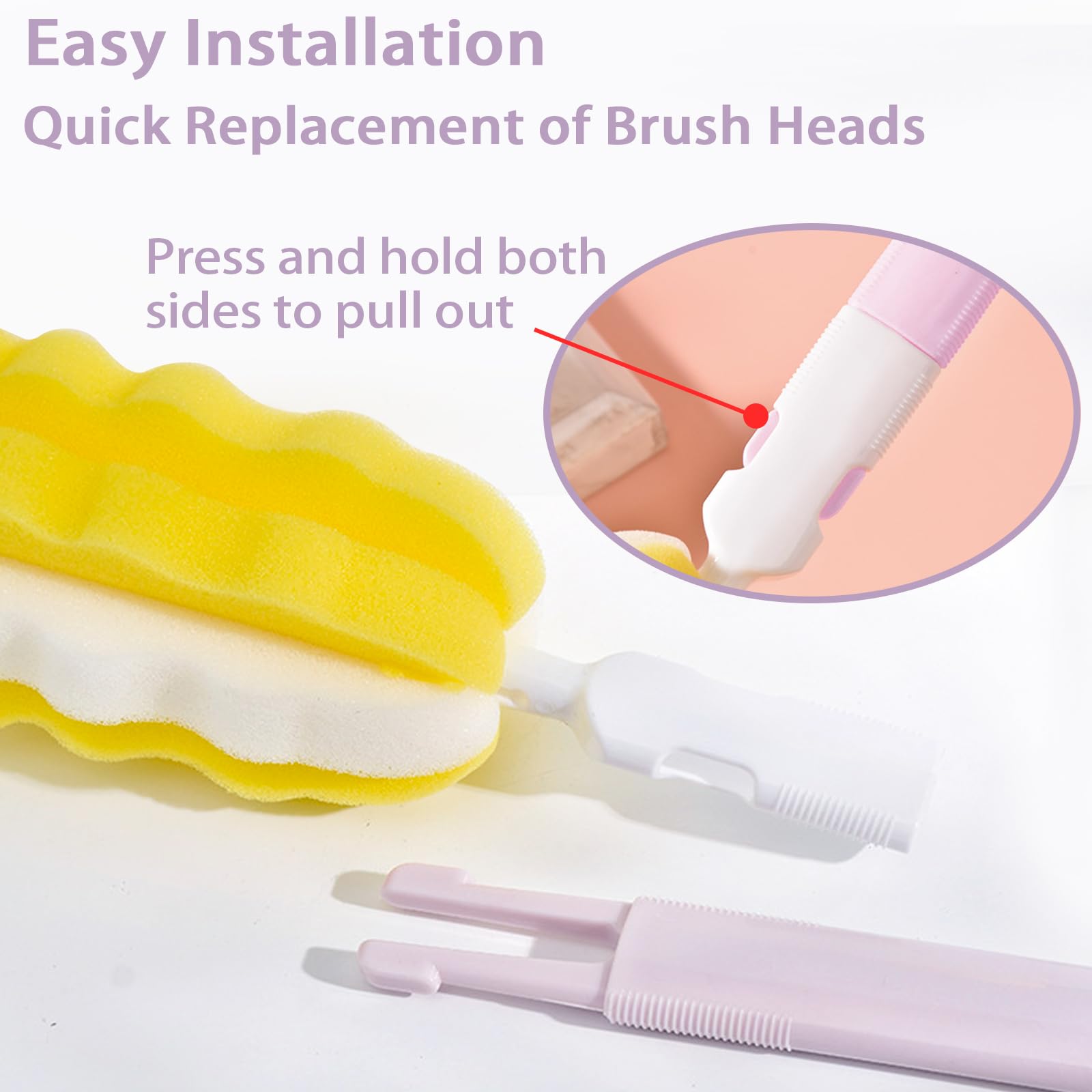INVODA durable sponge and brush heads for long-term replacement options.
