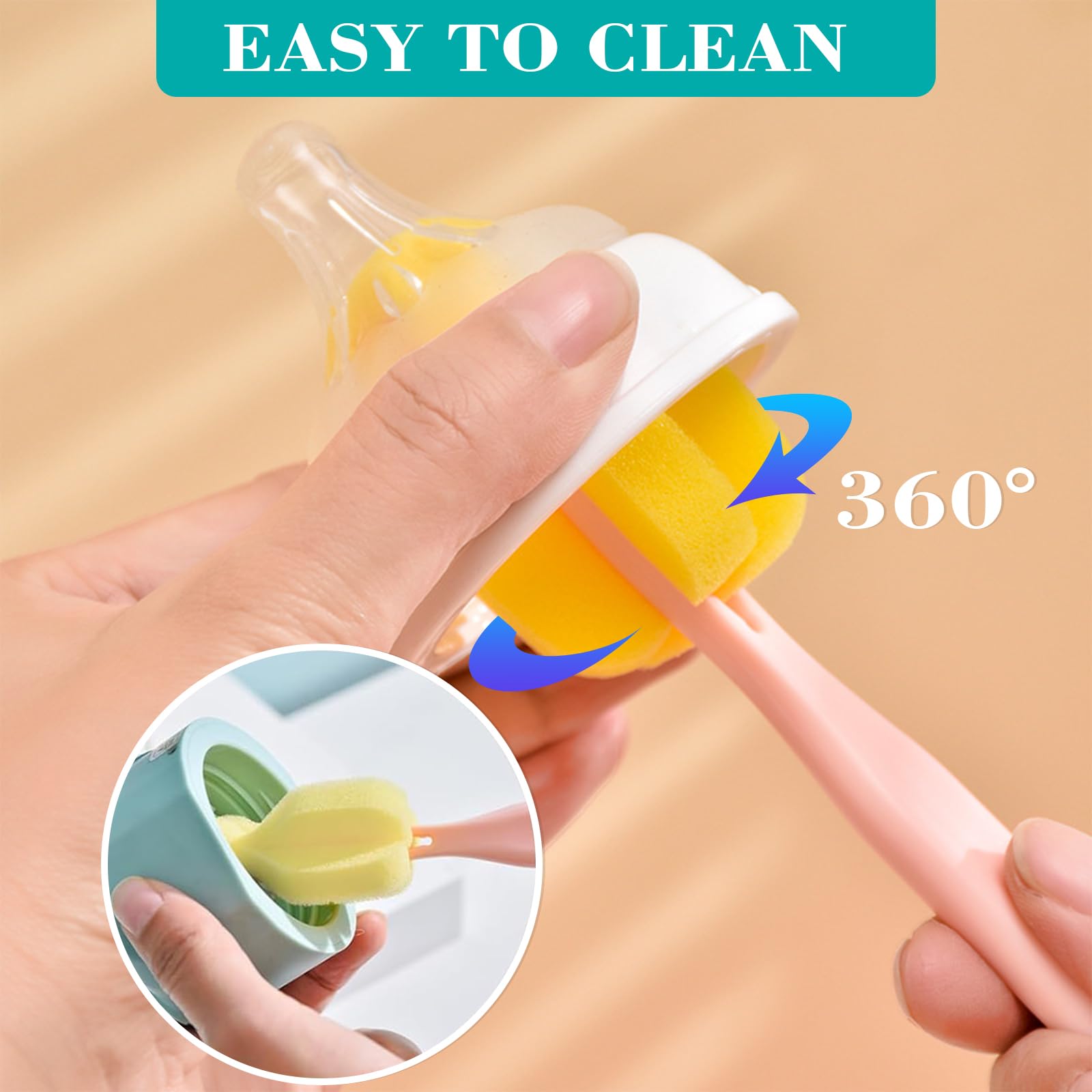 INVODA easy-grip long-handle brush provides firm control during scrubbing