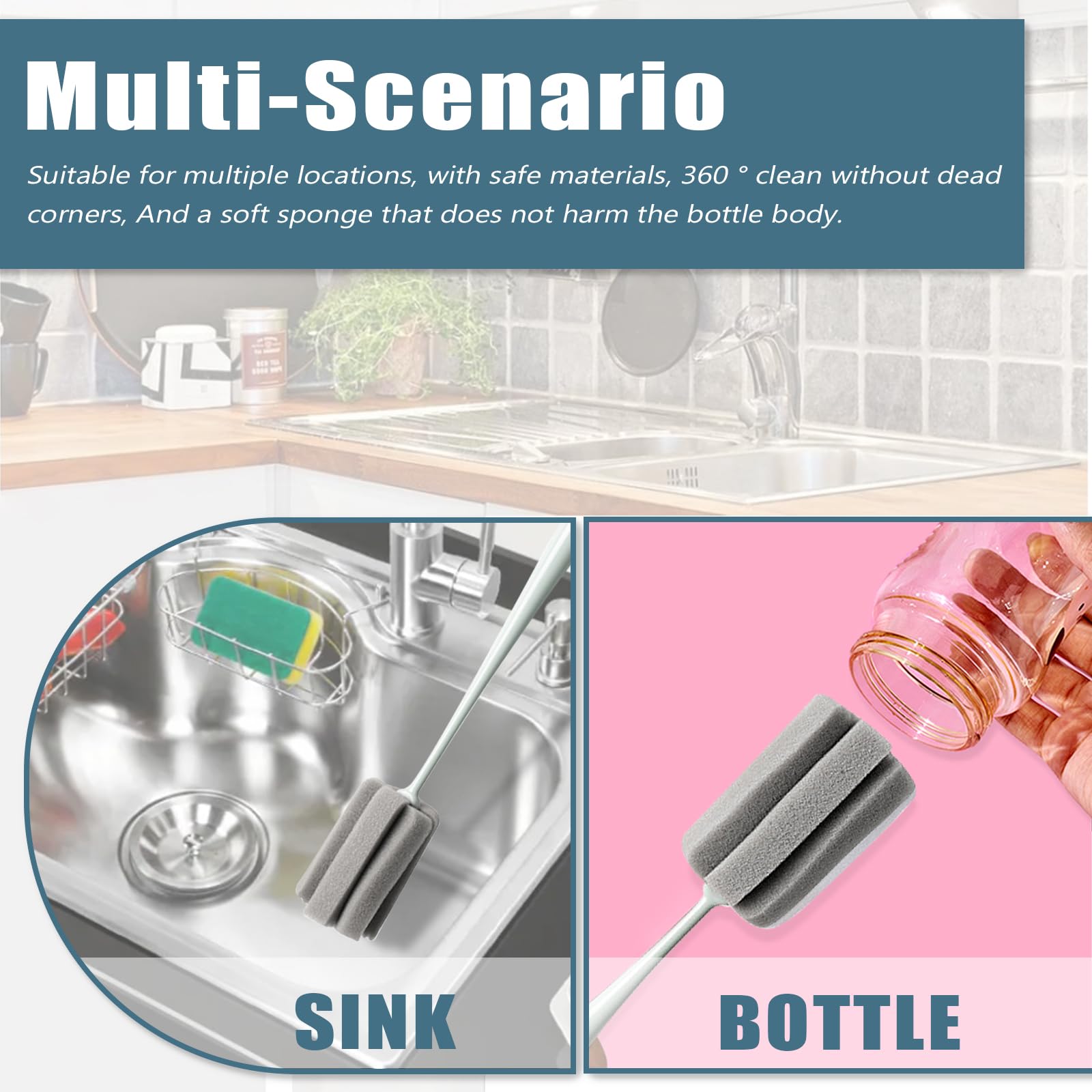 INVODA multipurpose bottle brush for cups, mugs, kettles and more