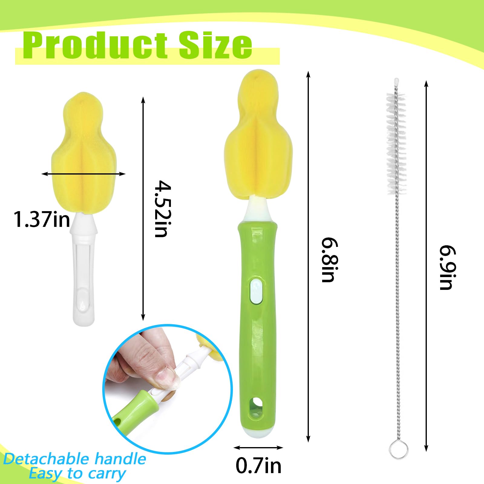 INVODA nipple brush handle detail shows ergonomic grip for comfortable cleaning.