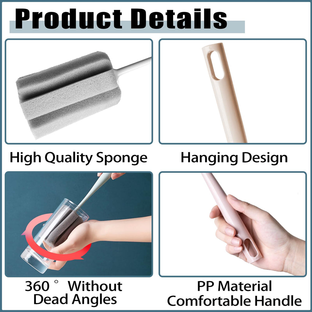INVODA sponge bottle brush handle-with-hole for easy drying and hanging after use