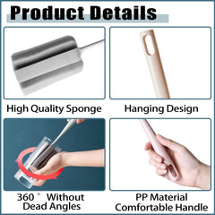 INVODA sponge bottle brush handle-with-hole for easy drying and hanging after use