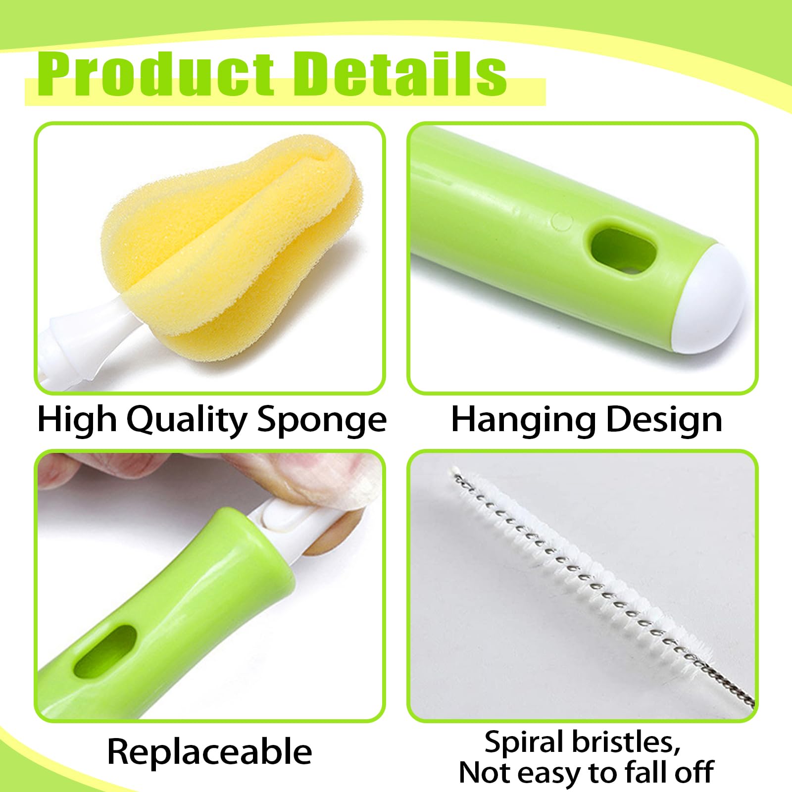 INVODA sponge brush head closeup highlights soft, dense sponge for gentle cleaning.