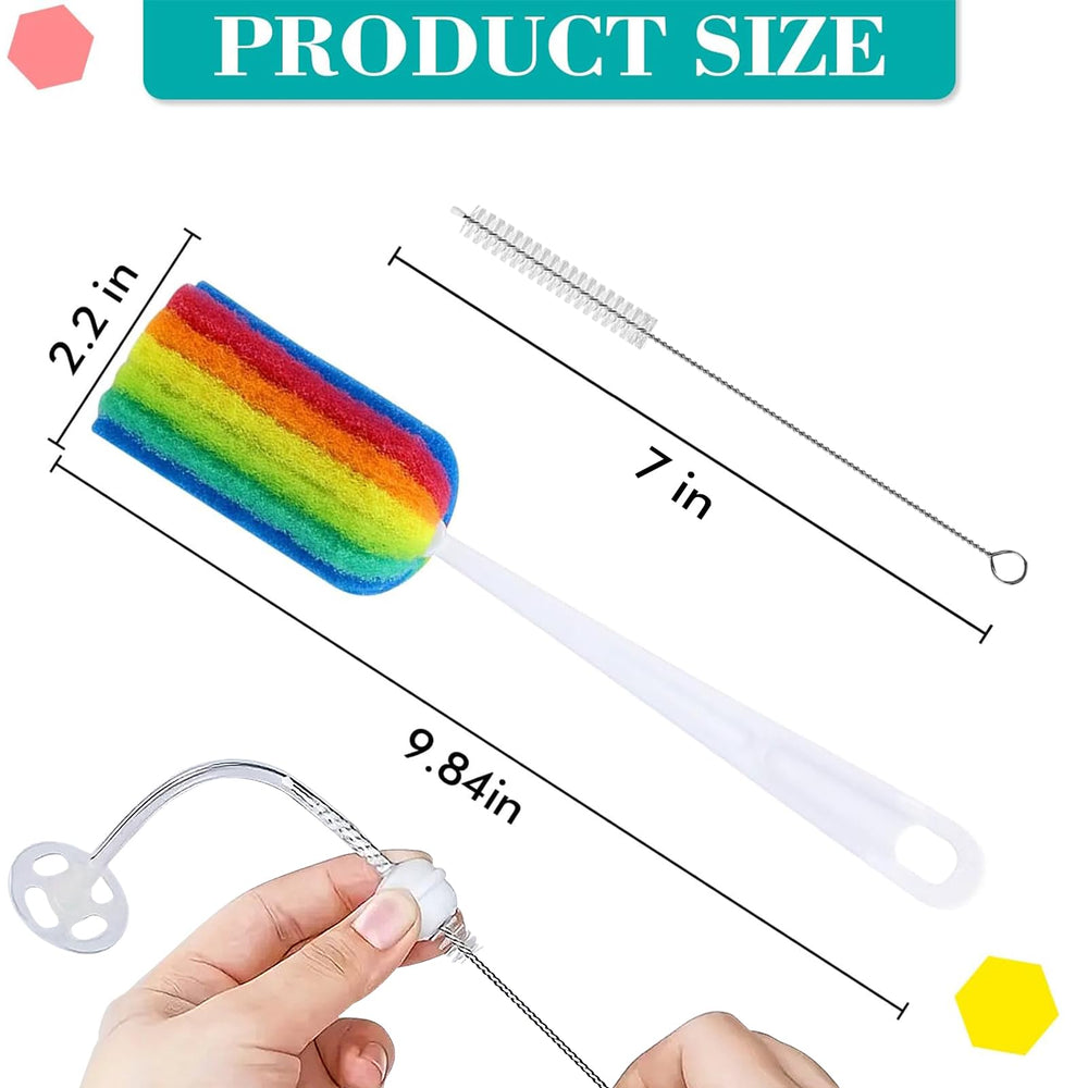 INVODA straw brush 4pc set reaches narrow straws and tubes