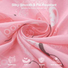 IOCCLH Daisy pattern closeup shows plush microfiber texture for gentle skin.