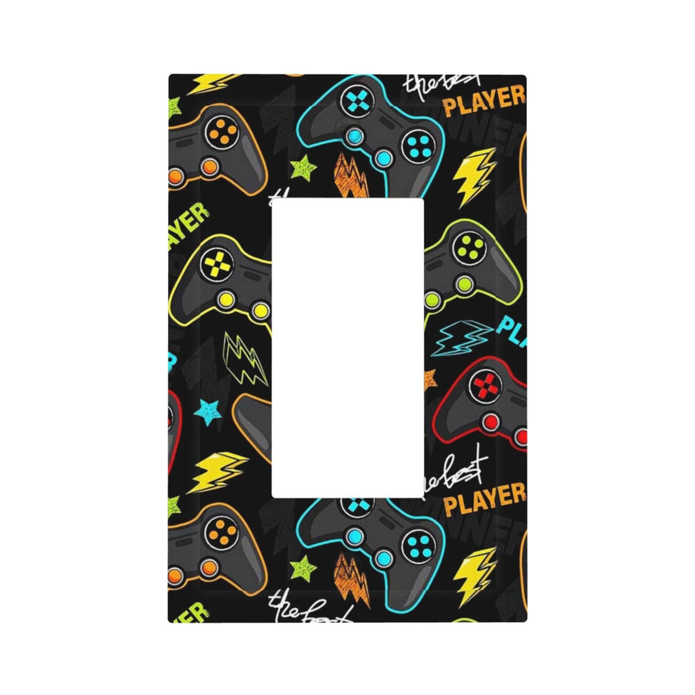IOFNG wall plate with fun graffiti video game controller decor for game rooms.