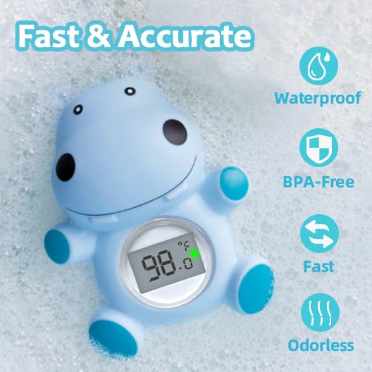 IOG floating hippo bath toy monitors temperature while entertaining baby