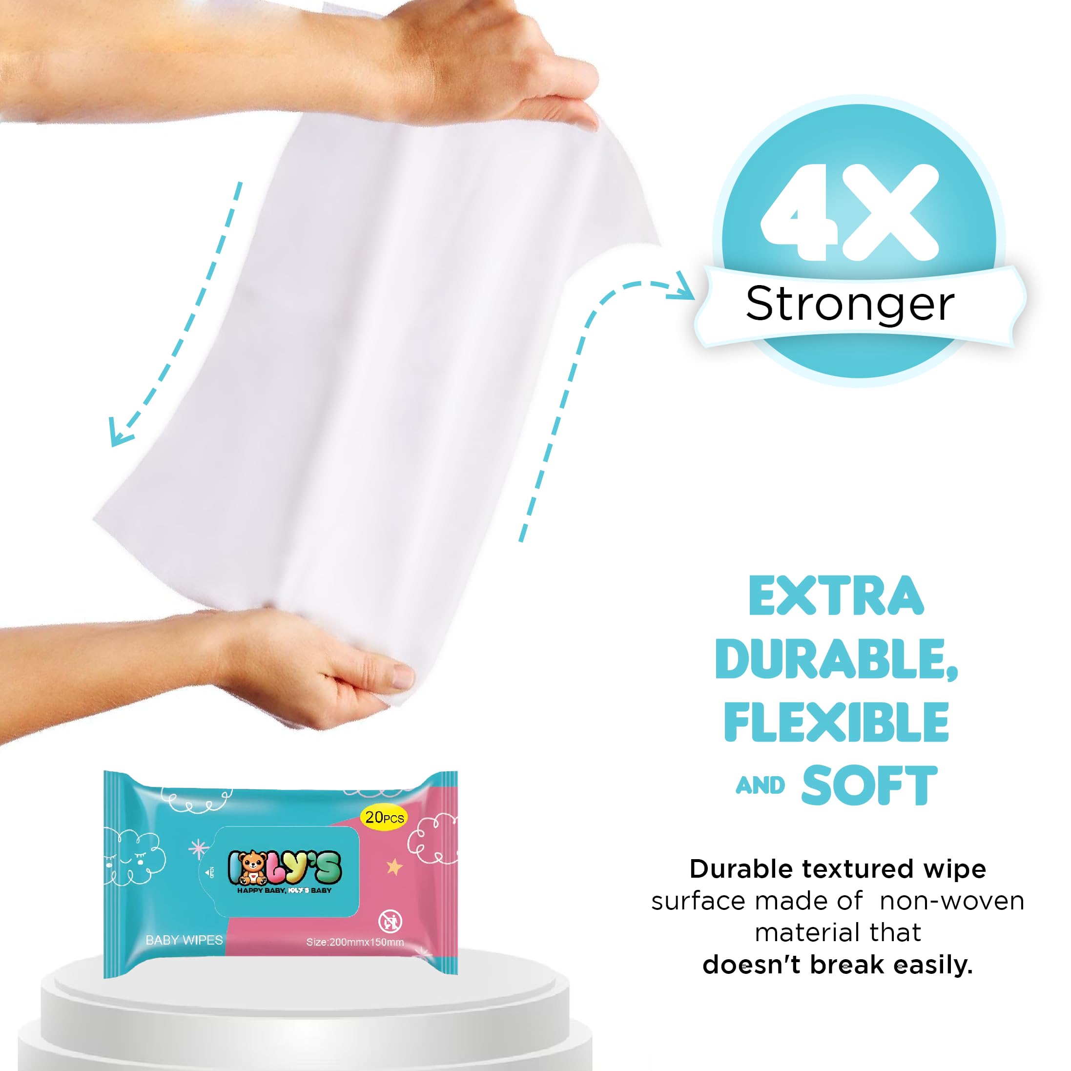 Diaper-change scene with Ioly's wipes for quick cleaning.