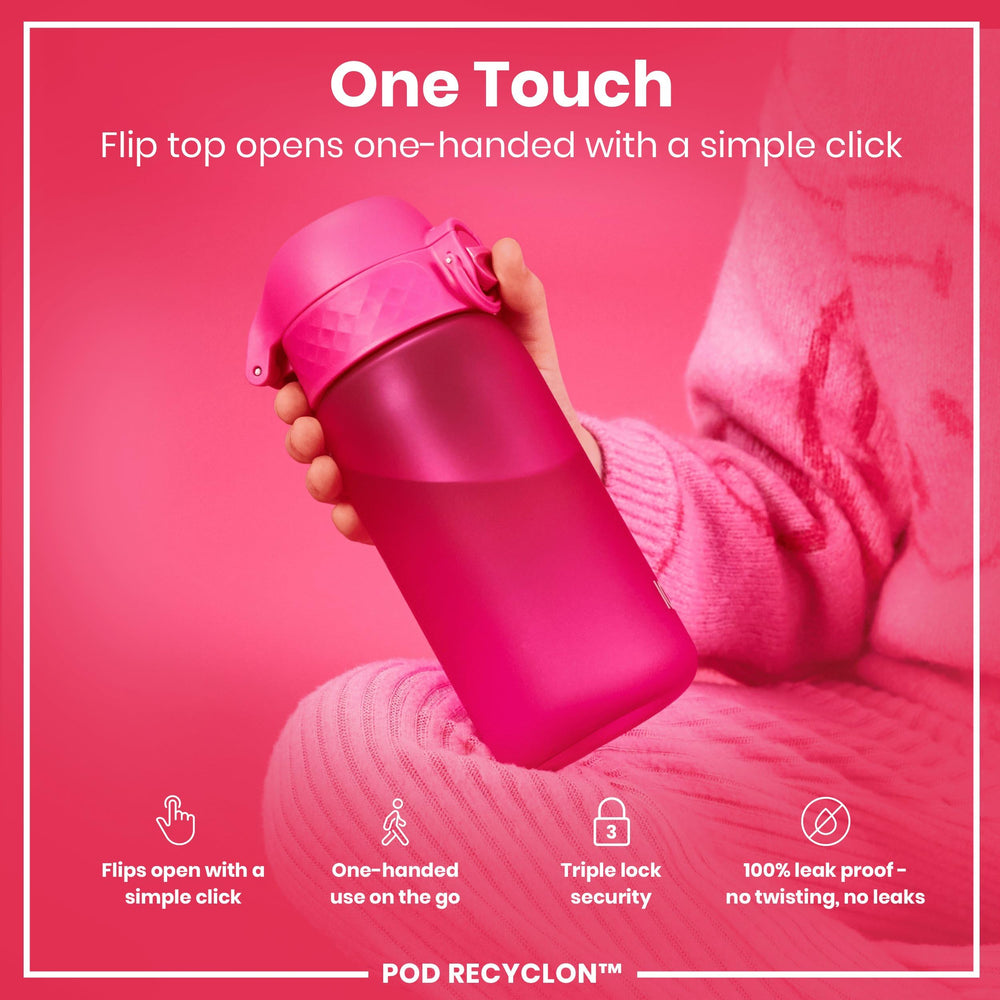 Ion8 water bottle with one-finger opening for quick access