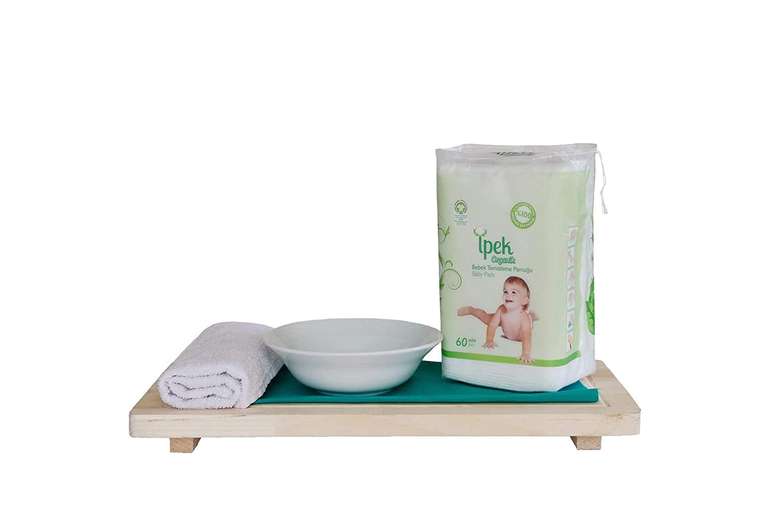 ipek Baby Organic Large Dry Pads for diaper changes and body cleaning, soft and effective.