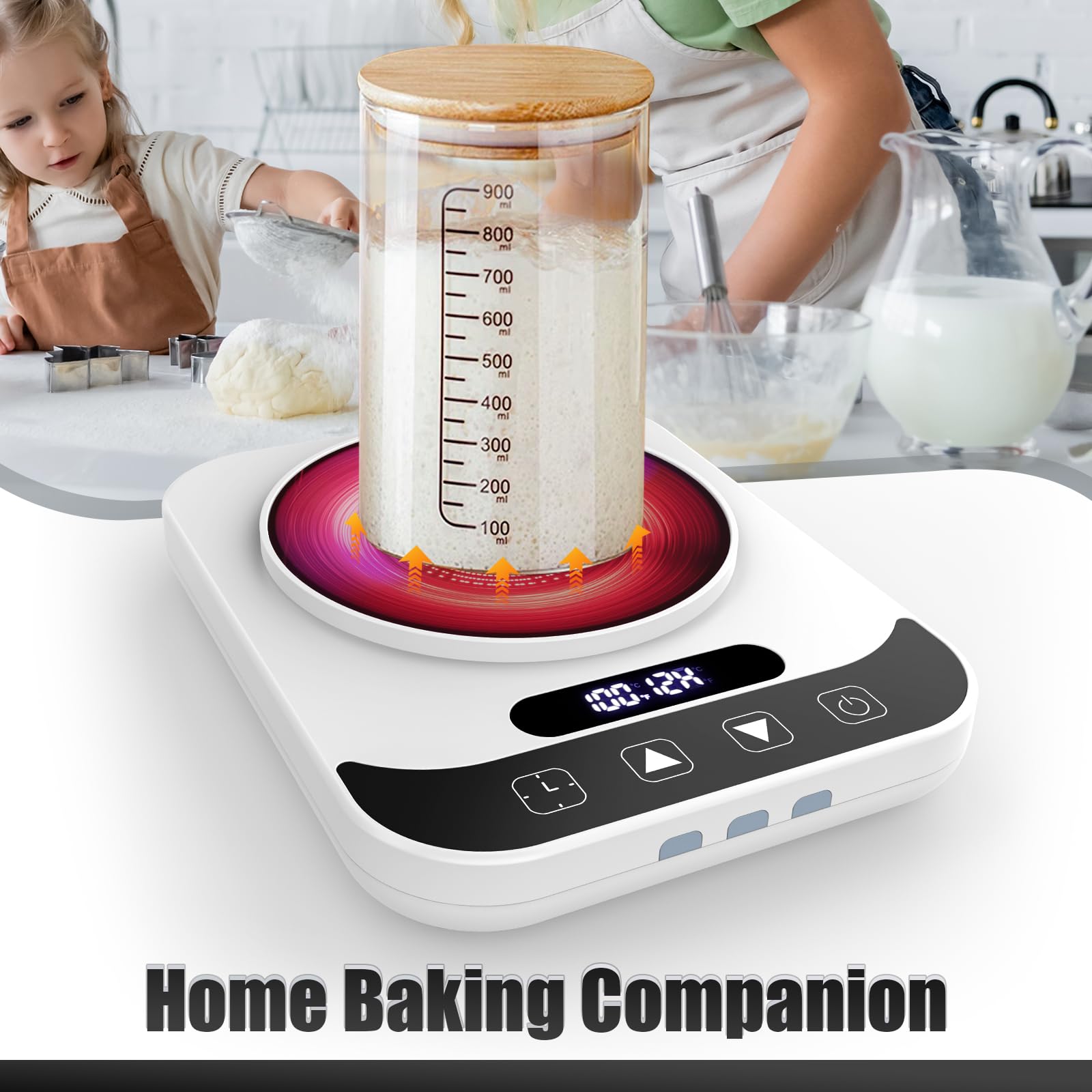 IPOW Sourdough Starter Warmer control panel with digital settings enables easy temperature tweaks.