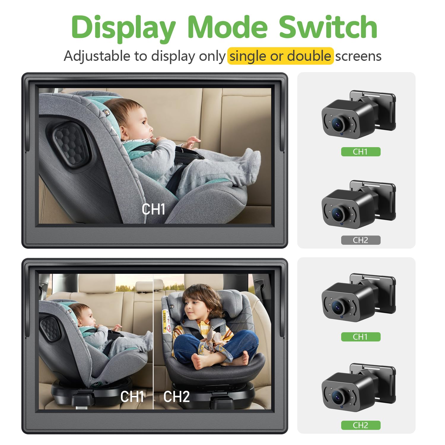 IPOZITO 1080P HD wide-angle captures broad rear-seat activity with true color.
