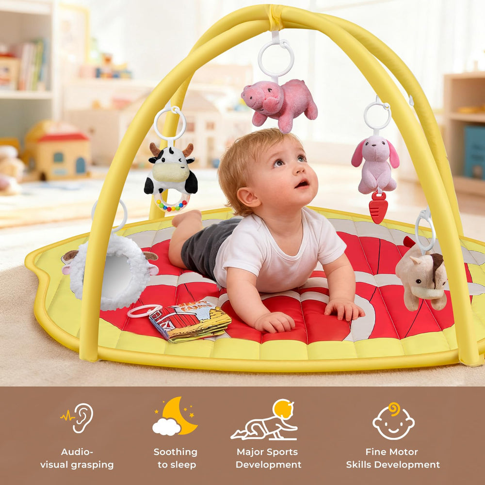 IPOZITO Baby Play Mat bunny teether promotes soothing bite and tactile play.