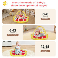 IPOZITO Baby Play Mat cow bell rattle invites subtle auditory exploration during playtime.