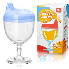 Irenare baby wine sippy cup blue front view shows elegant design for easy handling.