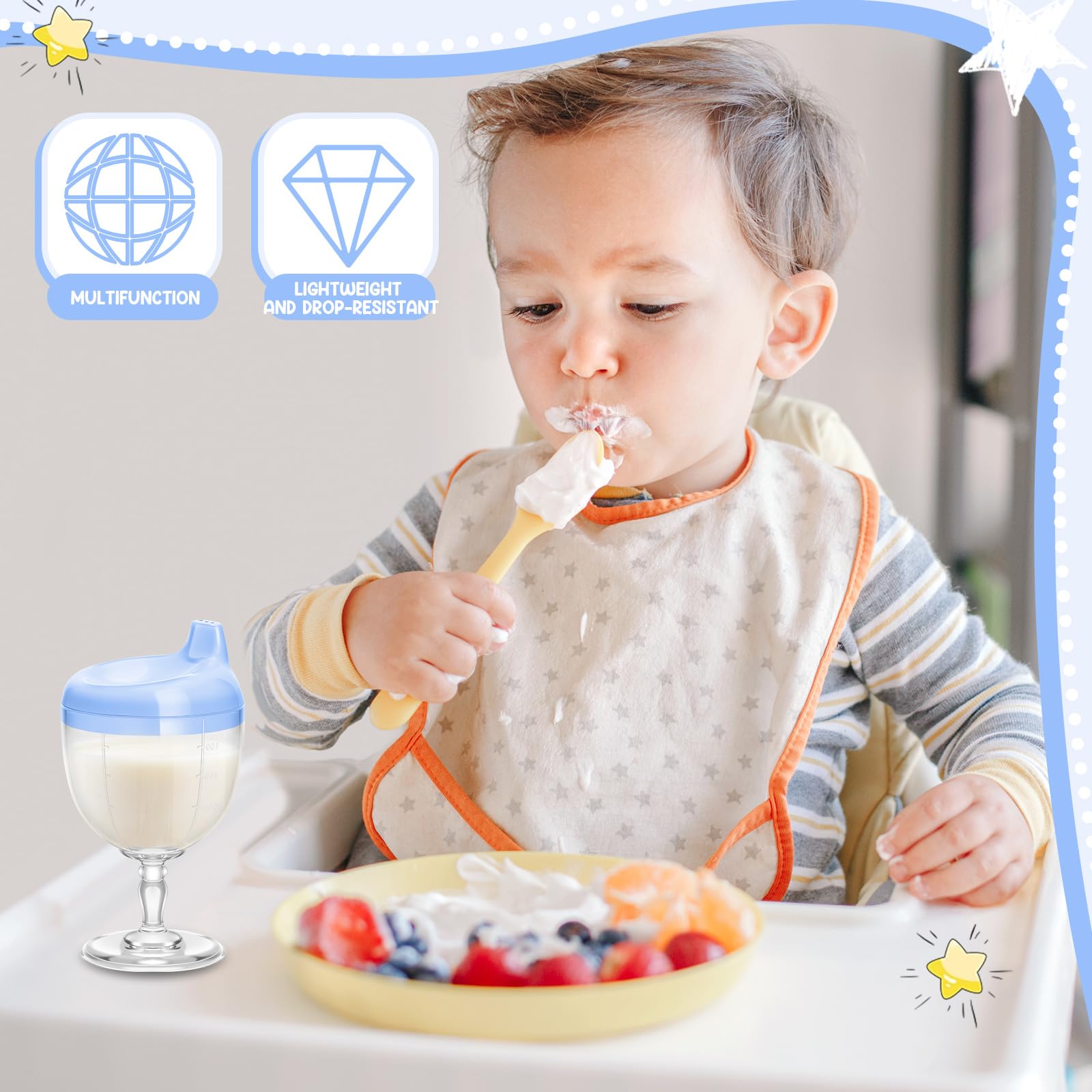 Irenare baby wine sippy cup blue party-use scene conveys shareable tableware for babies.