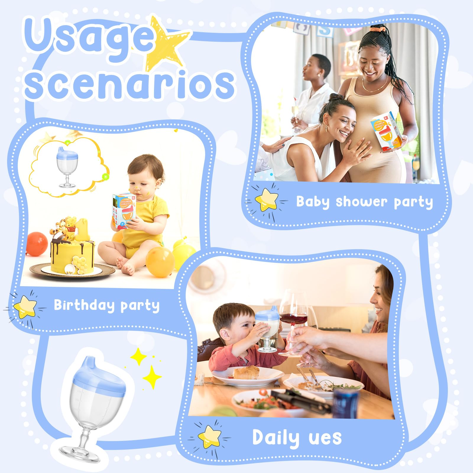 Irenare baby wine sippy cup blue size-weight details show compact lightweight design.