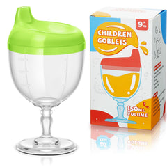 Irenare baby wine sippy cup in green glass designed for spill-free sipping at parties