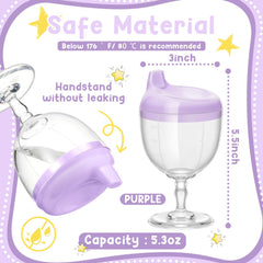 Irenare baby wine sippy cup purple close-up on lid and straw for spill-proof use