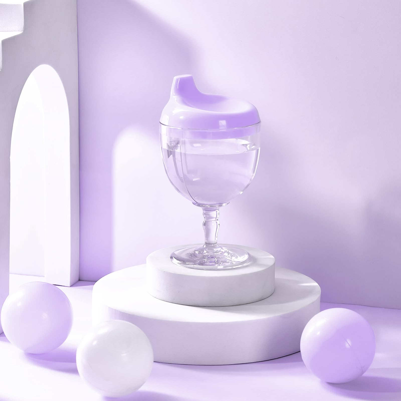 Irenare baby wine sippy cup purple close-up of scale marks for portion control