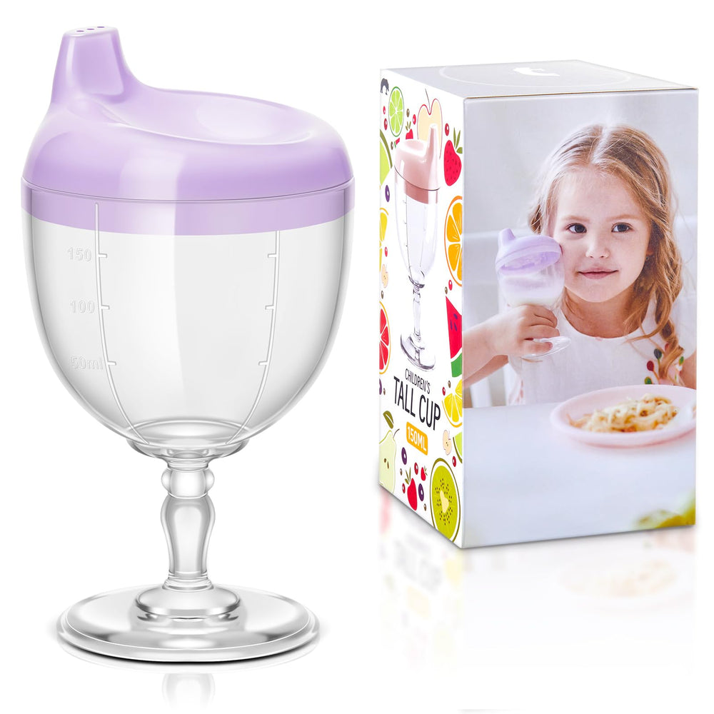 Irenare baby wine sippy cup purple side view showing compact goblet and kid-friendly grip