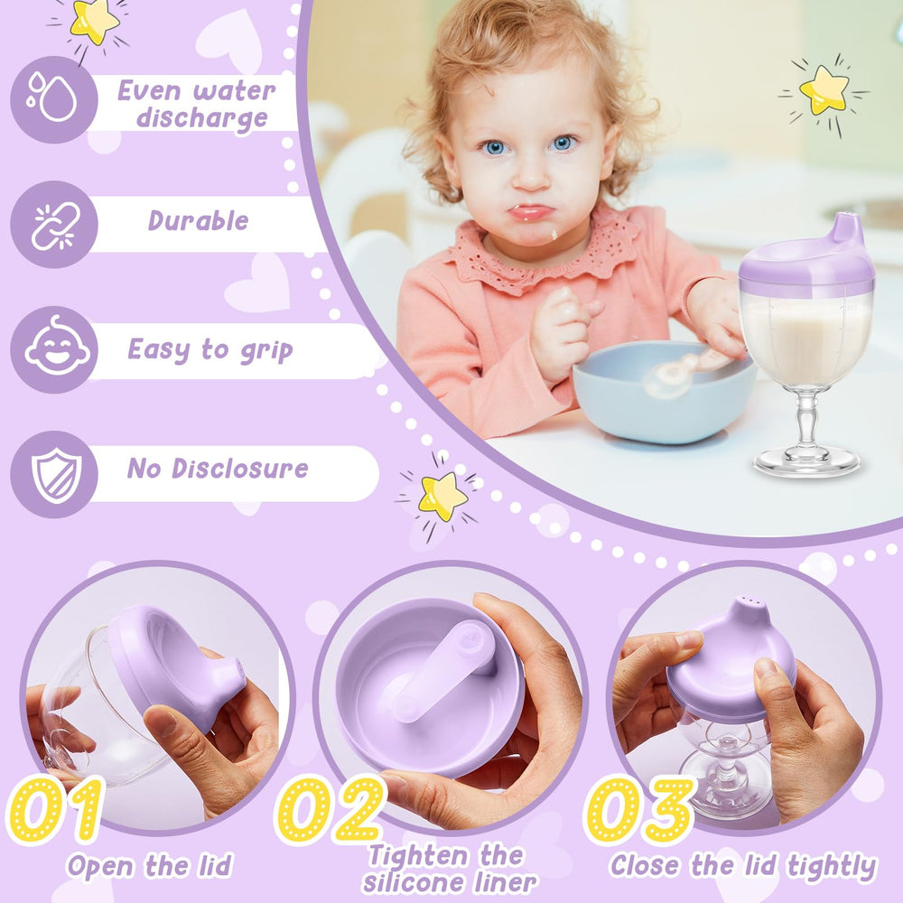 Irenare baby wine sippy cup purple spill-proof design reduces mess during meals