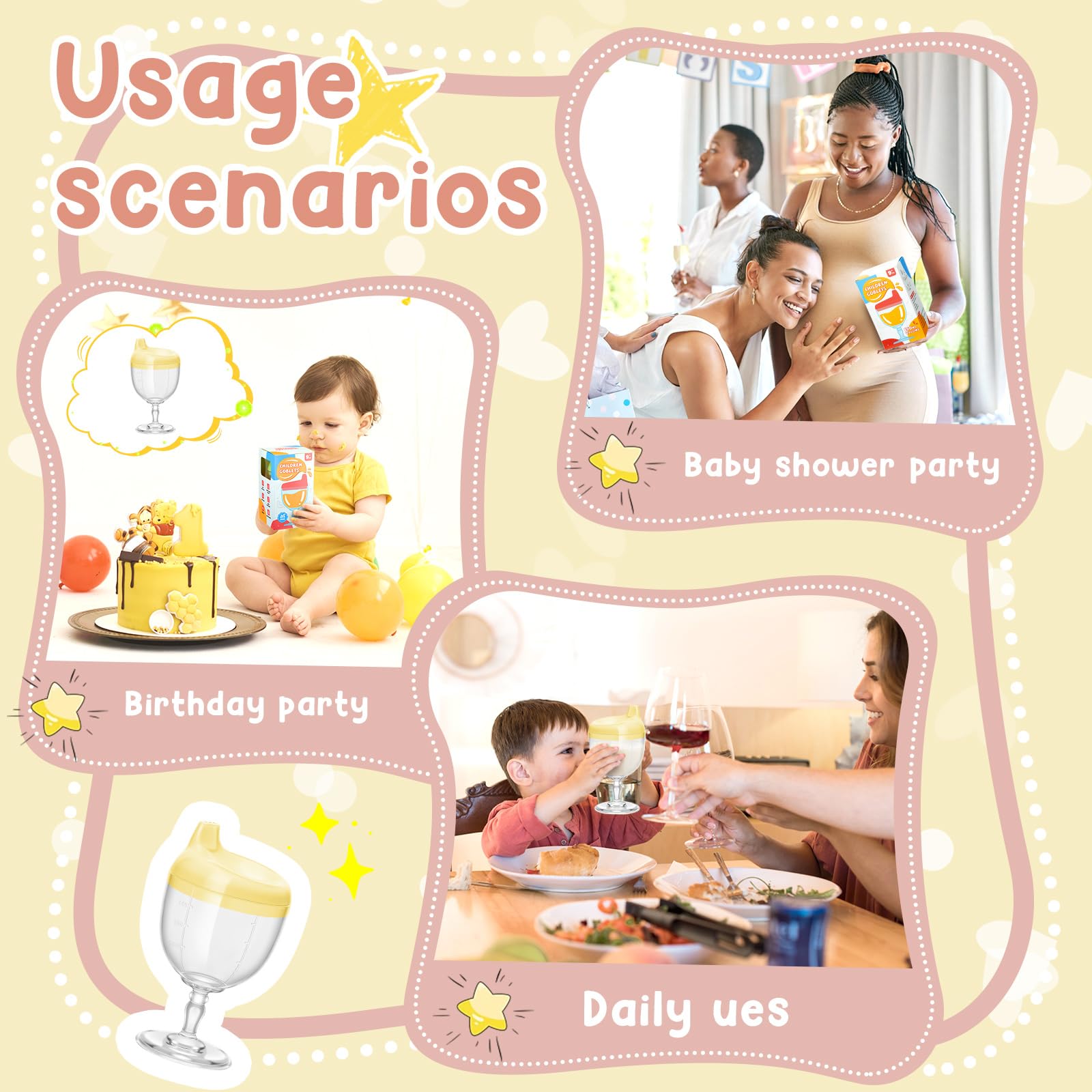 Irenare baby wine sippy cup yellow compact size matches bag and table settings