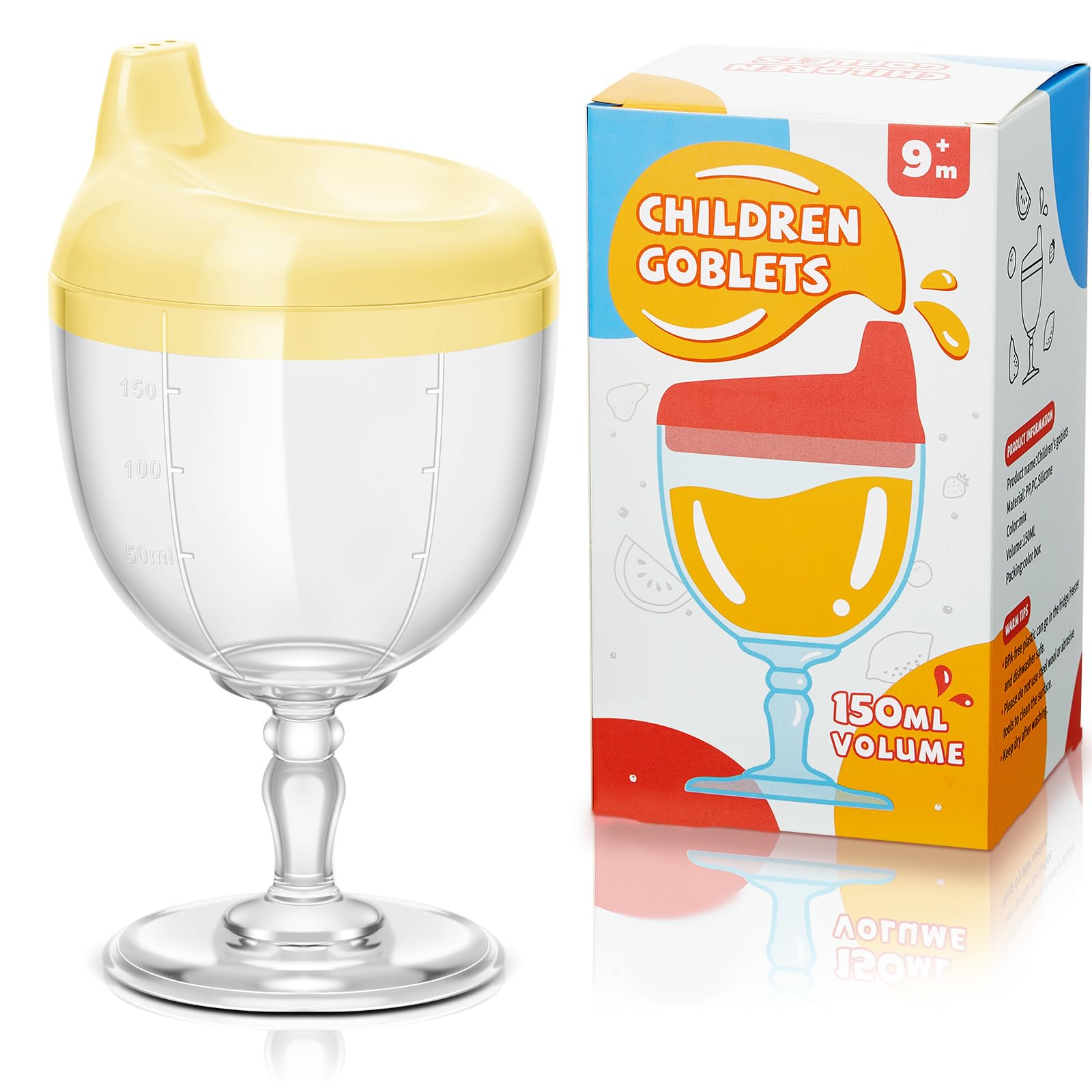Irenare baby wine sippy cup yellow lid showcases secure spill-free design for mess-free meals