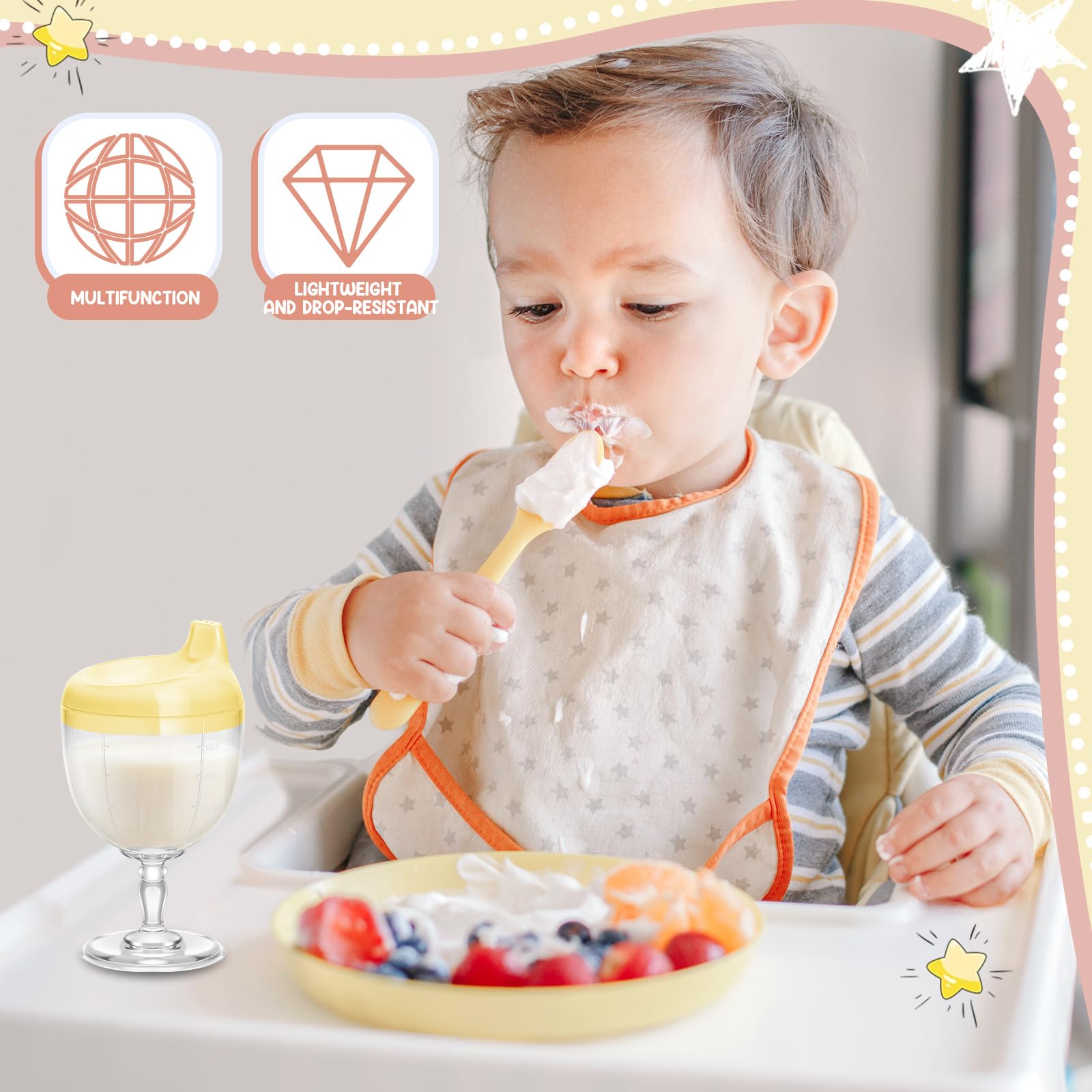 Irenare baby wine sippy cup yellow party-use option ideal for birthdays and family gatherings