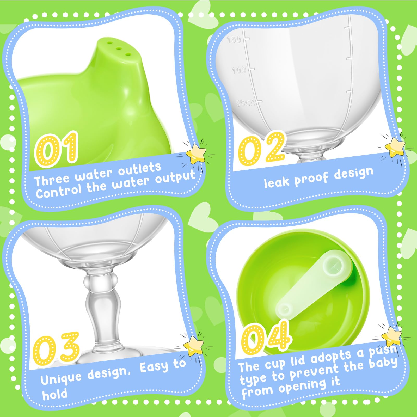 Irenare easy-grip baby goblet promotes comfortable handling for little hands.