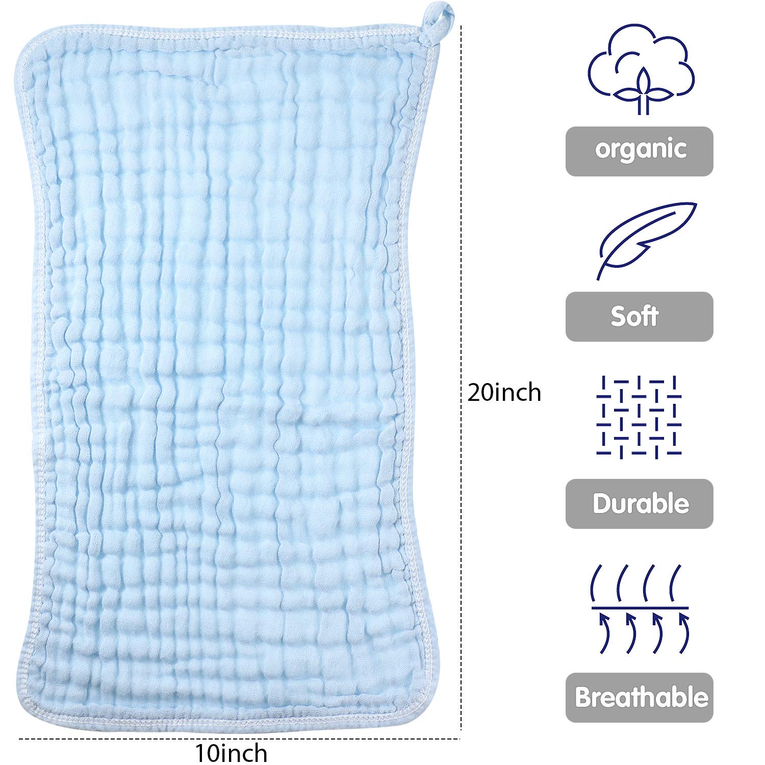 Irenare muslin baby cloths pack, versatile washcloths for changing pads and mess cleanup.