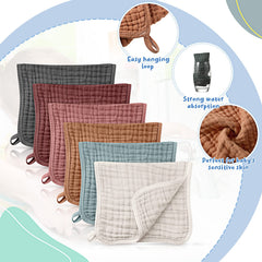 Irenare muslin burp cloths multicolor set laid out for coordinated baby outfits.