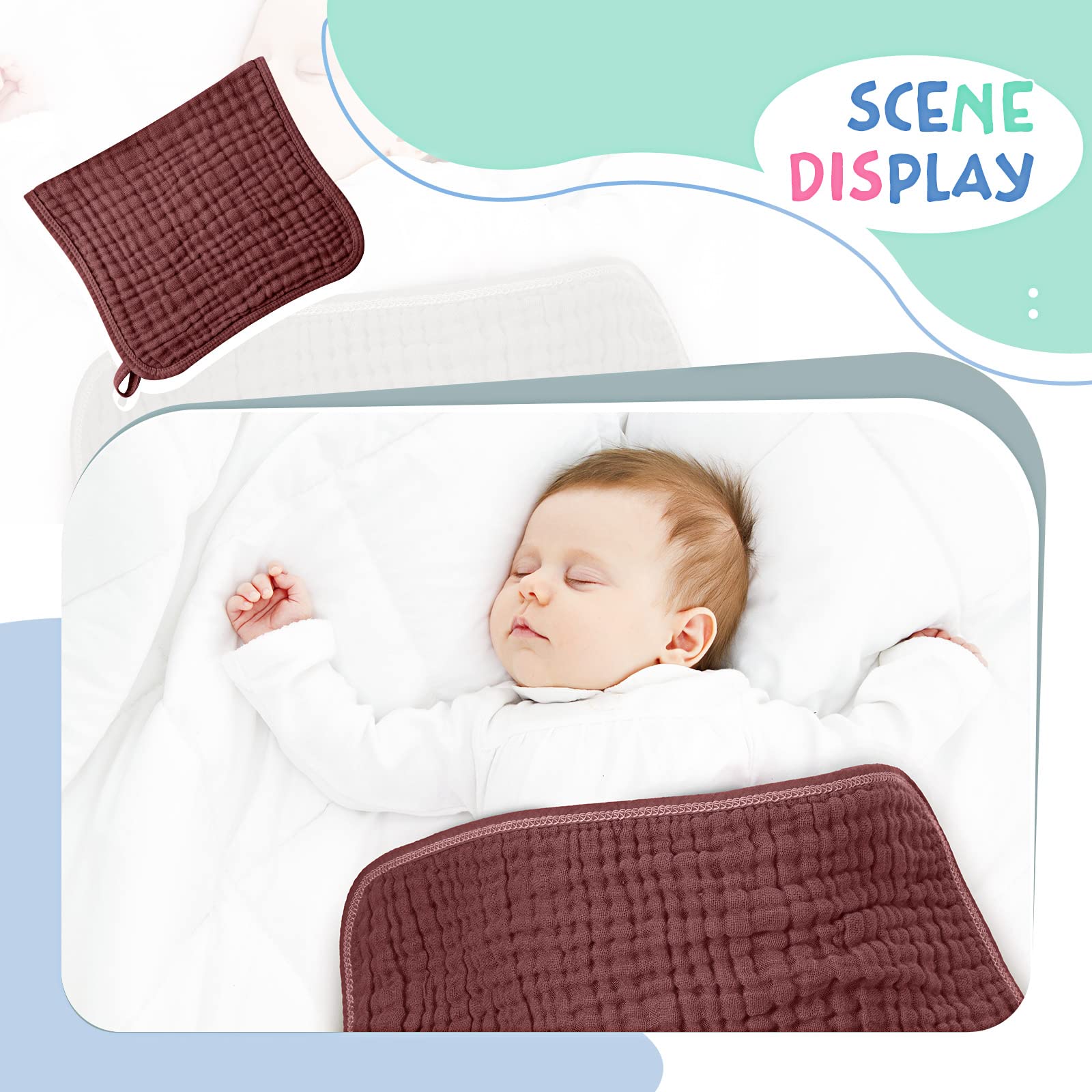 Irenare muslin burp cloths used as a multi-purpose cloth for bibs and towels.