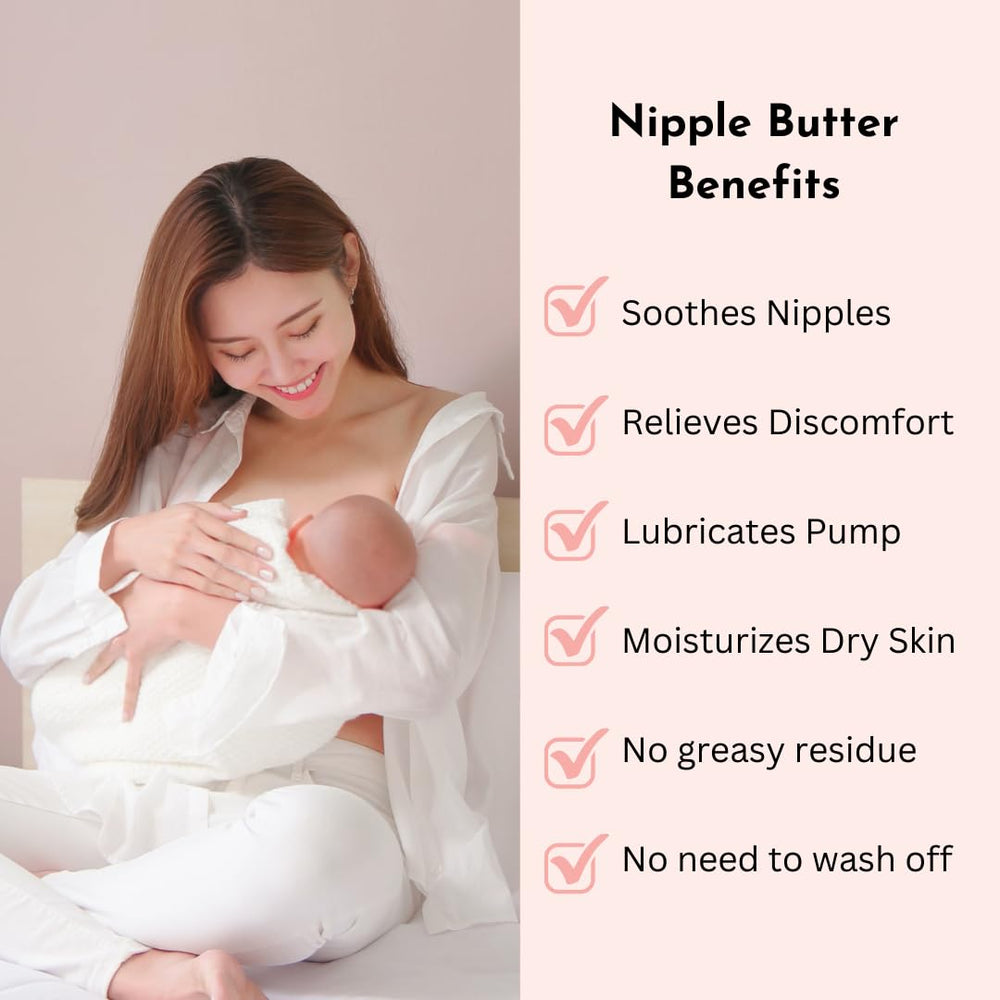 Irene Organics nipple balm ready for use before nursing or pumping.
