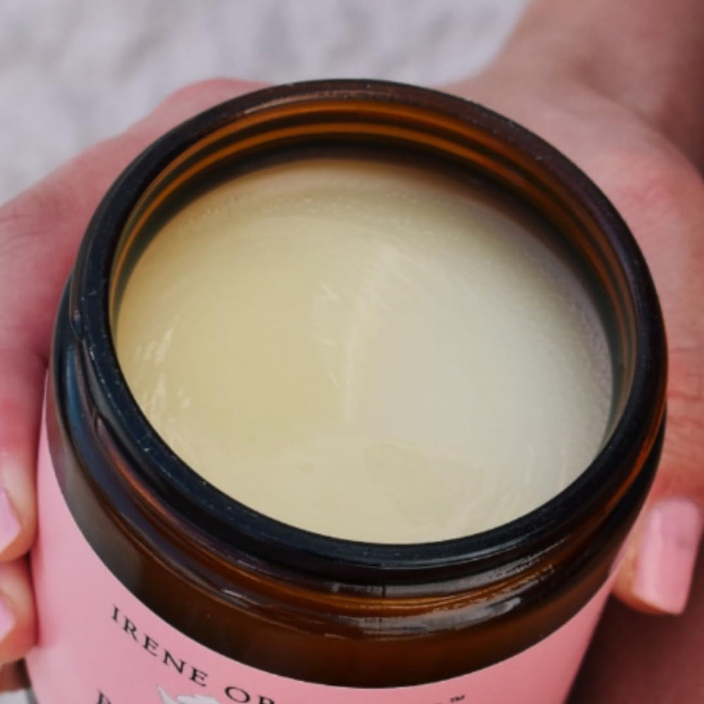 Irene Organics nipple balm shown for multiple uses beyond nipple care.