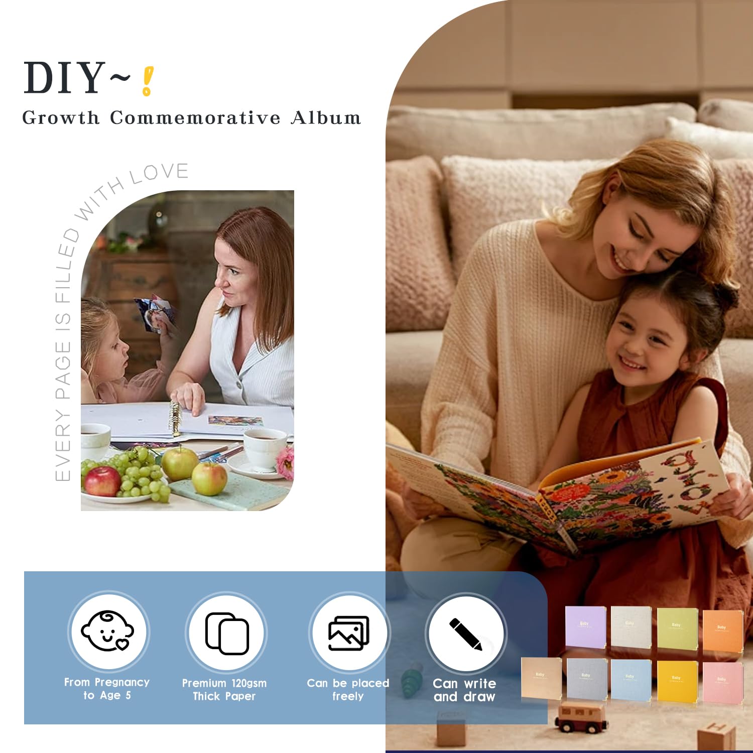 Gift-ready Iridipity memory book packaging for new parents