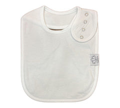 Isabeli baby bibs 4-pack white adjustable snaps — secure fit for toddlers