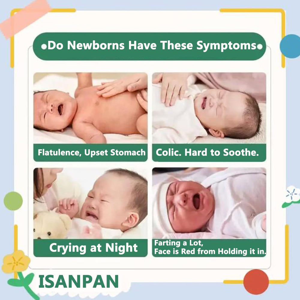 ISANPAN baby wearing the blue tummy wrap during calm time.
