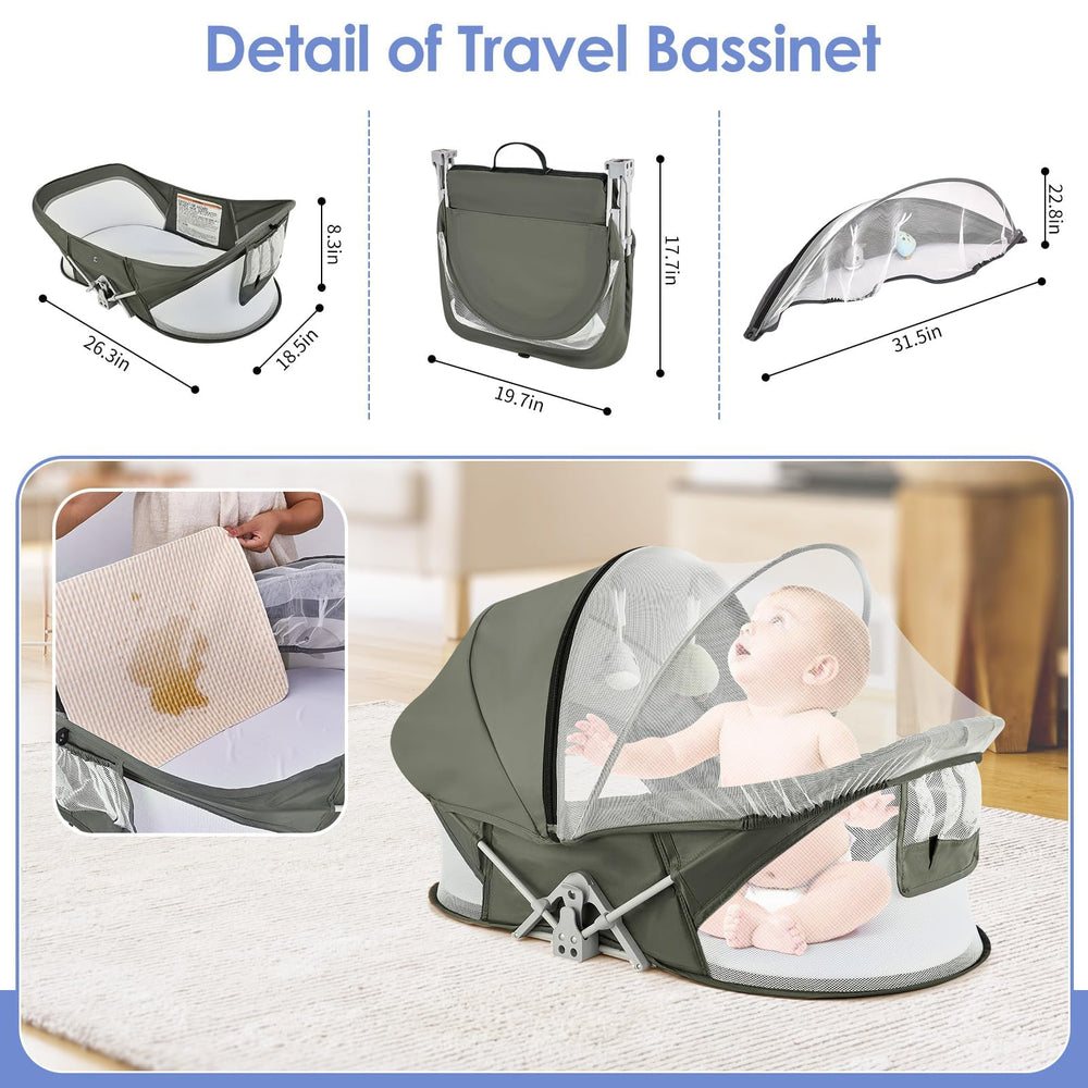 ISELECTOR Bedside Bassinet mosquito-net canopy for sun and bite protection