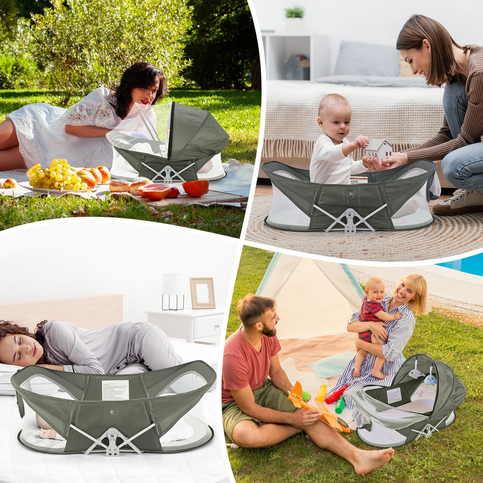 ISELECTOR Bedside Bassinet suitable for both home and outdoor use