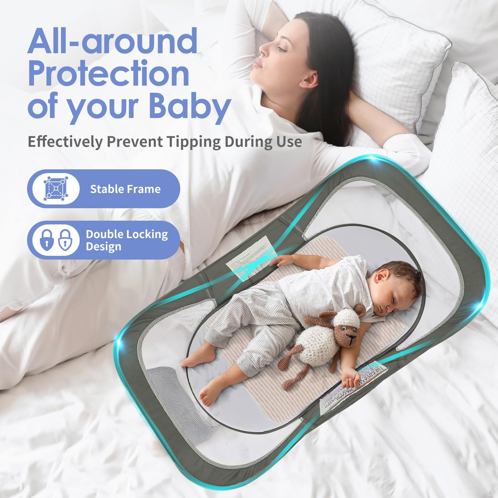 ISELECTOR Bedside Bassinet with soft mattress for cozy sleep