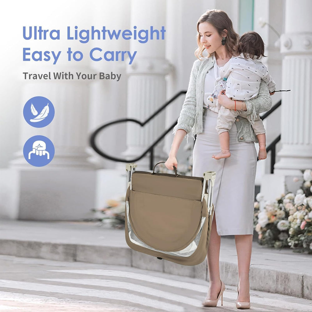 ISELECTOR portable baby bassinet aluminum frame emphasizes sturdy, safe construction