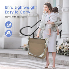 ISELECTOR portable baby bassinet aluminum frame emphasizes sturdy, safe construction