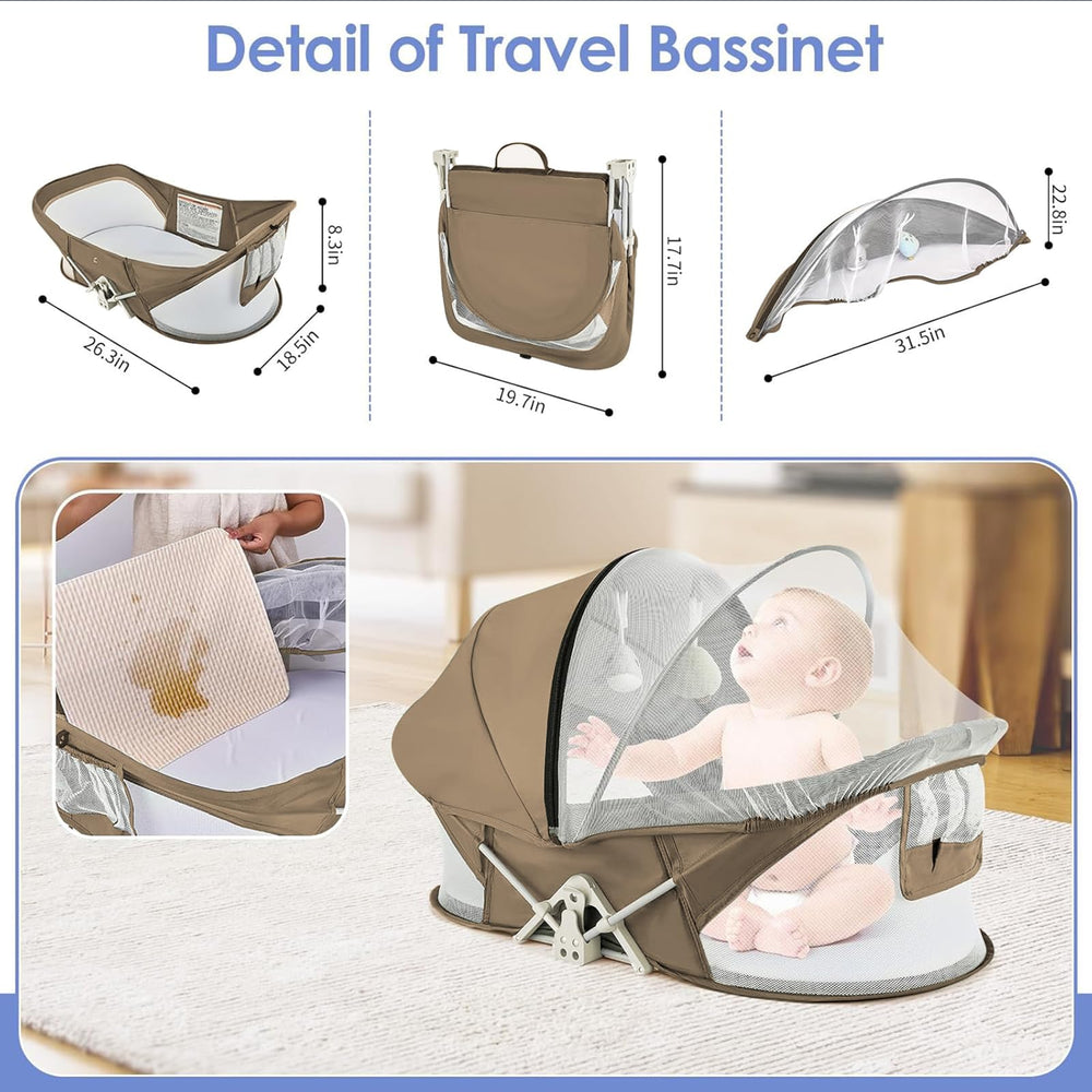 ISELECTOR portable baby bassinet removable mattress highlights easy cleaning and comfort